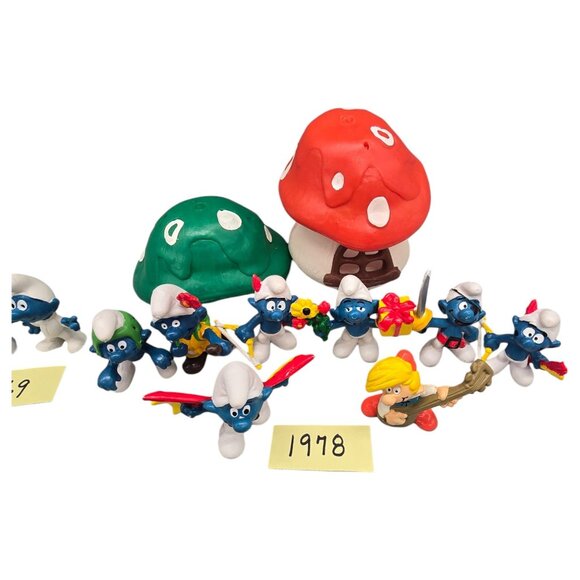 Vtg Smurfs Figurine Collection 1965-1984 Lot of 49 Mushroom House Peyo Schleich - Picture 3 of 16